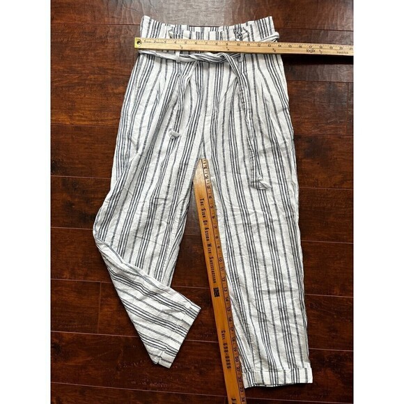 Madewell Linen Blend Beachy Summer Straight Leg Stripped Pants Sz 0 - Picture 5 of 7